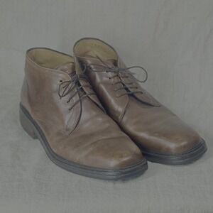 Cole Haan Mens 12 Short Boot Brown Tie Up Ankle Boot Leather Brown 12